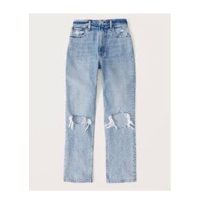 Abercrombie Curve Love 90s Ultra High Rise Light Wash Straight Jeans